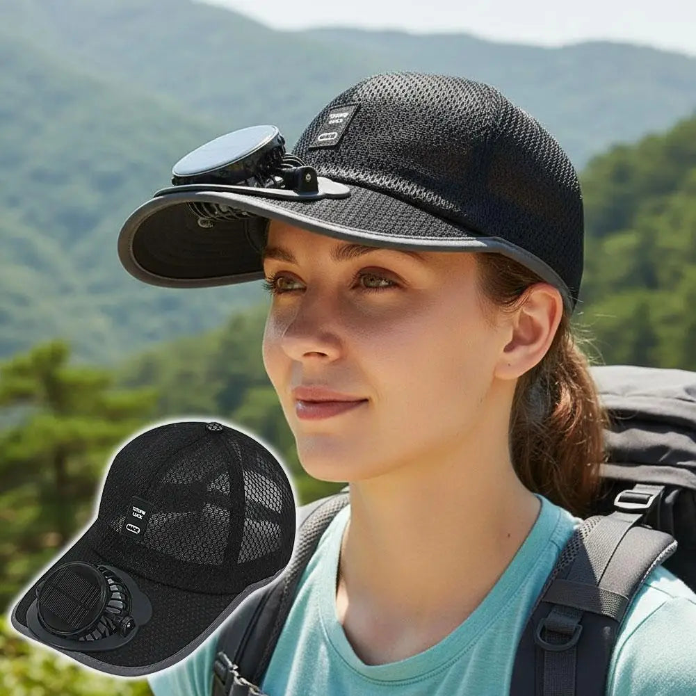 Summer Outdoor Men Women Baseball Hat With Solar USB Charging Fan Sun Block Baseball Hat Breathable UV Block Sunhats Fishing Hat