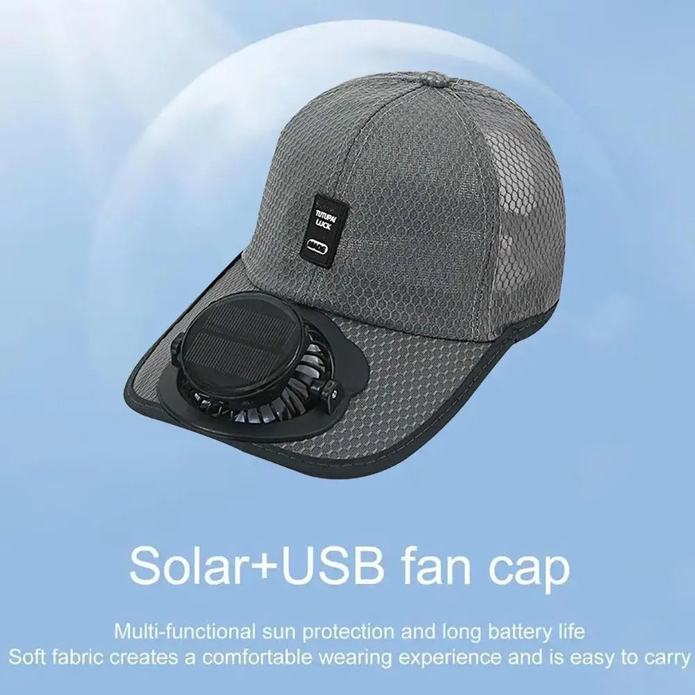 Summer Outdoor Men Women Baseball Hat With Solar USB Charging Fan Sun Block Baseball Hat Breathable UV Block Sunhats Fishing Hat