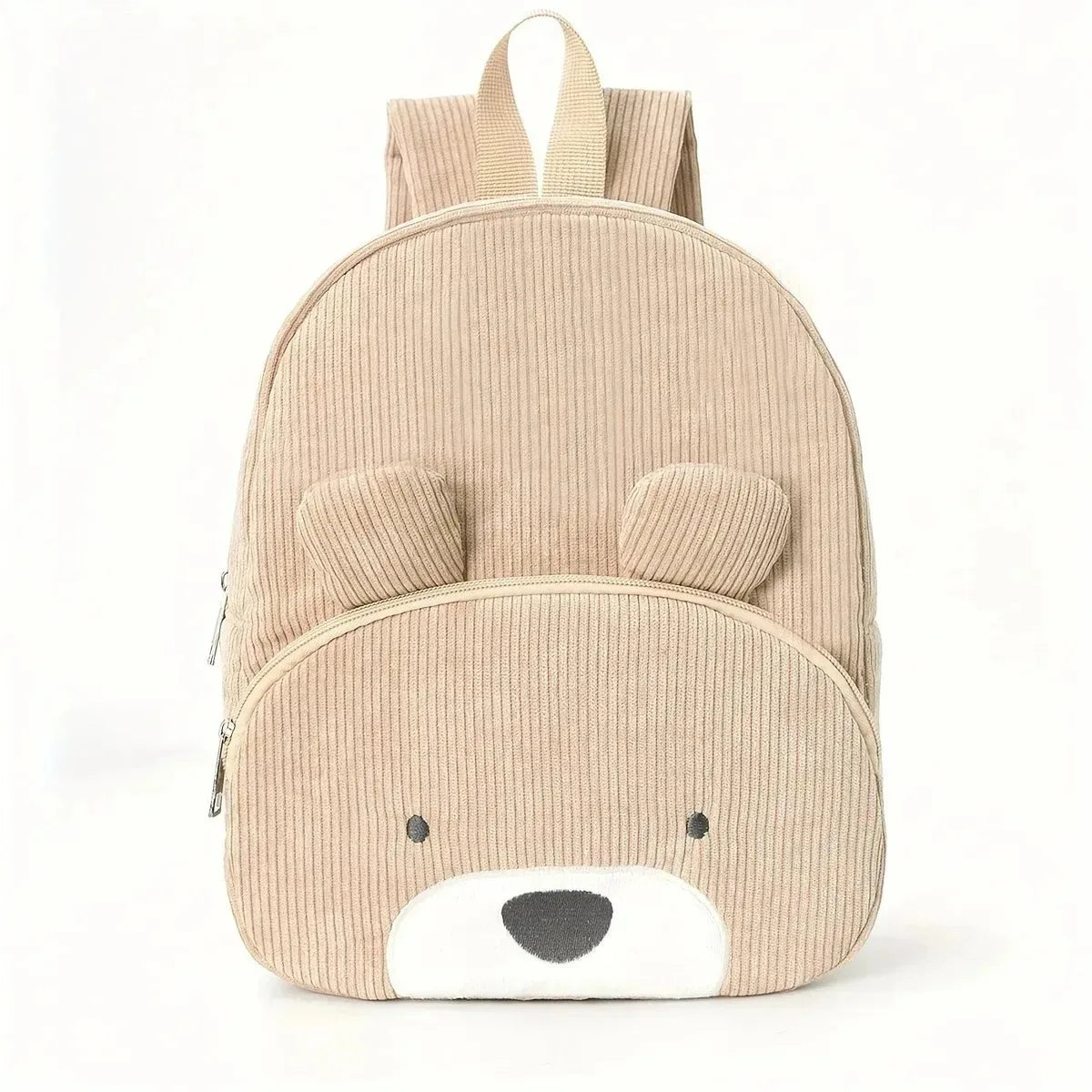 Personalized Name Toddler Backpack - Embroidered Cartoon Bear Corduroy Bag Large Capacity School Season Plush Backpack for Kids