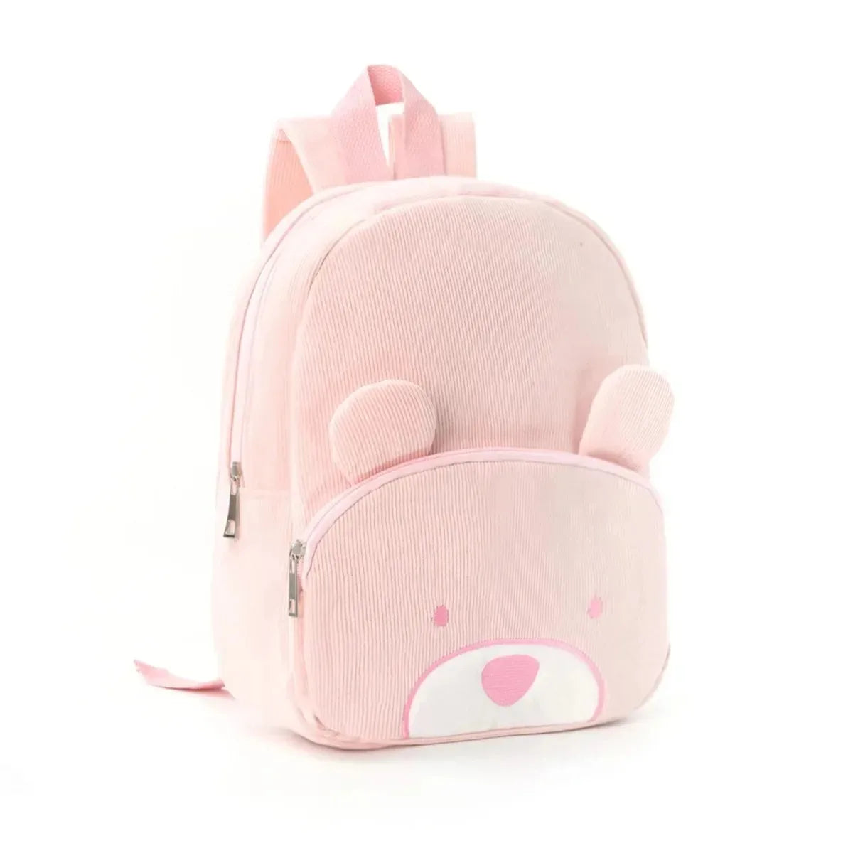 Personalized Name Toddler Backpack - Embroidered Cartoon Bear Corduroy Bag Large Capacity School Season Plush Backpack for Kids