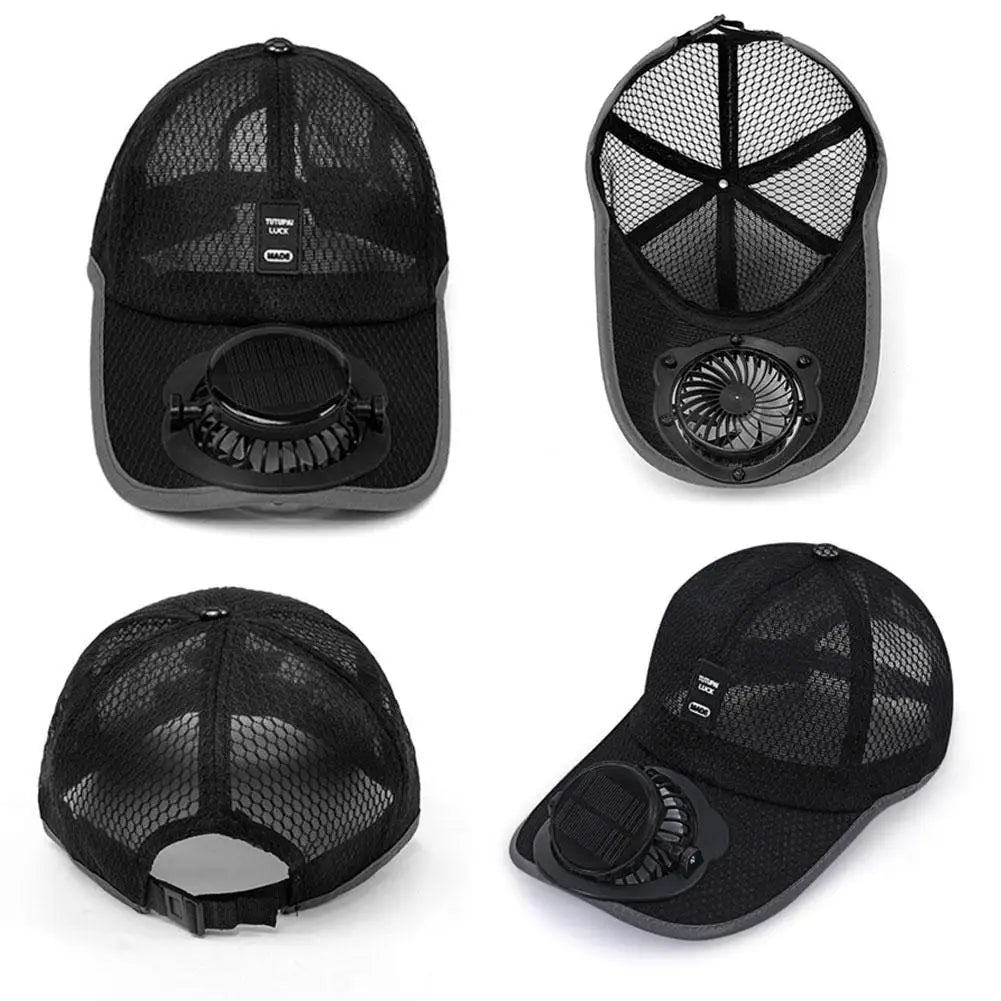 Summer Outdoor Men Women Baseball Hat With Solar USB Charging Fan Sun Block Baseball Hat Breathable UV Block Sunhats Fishing Hat