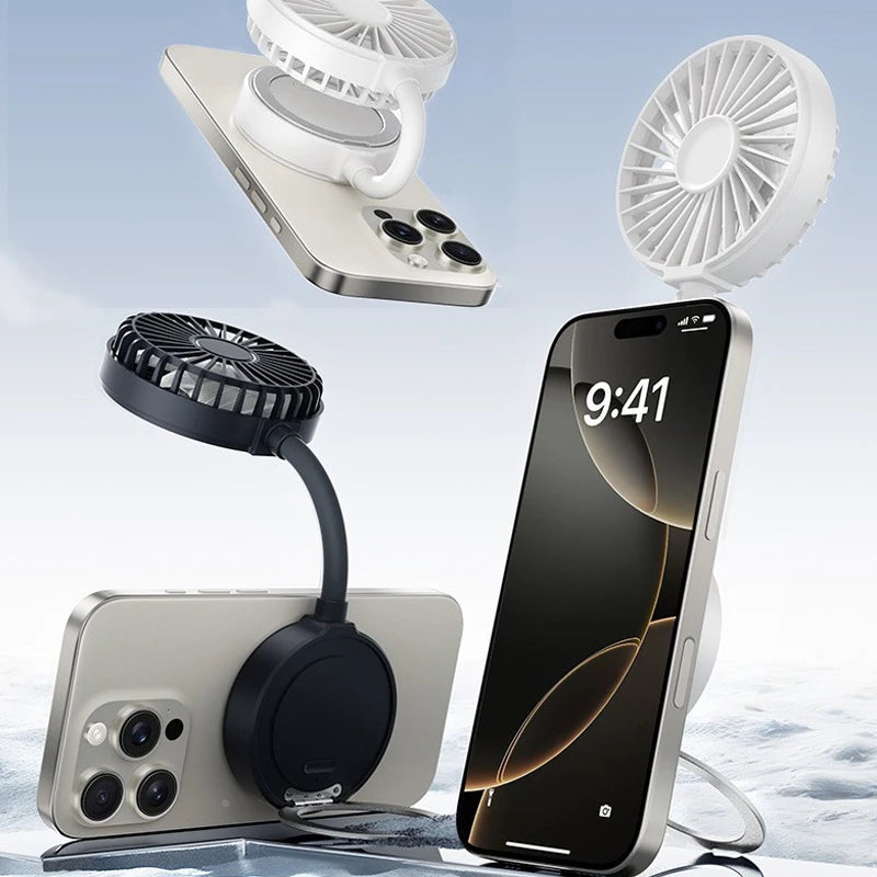 USB charging mini magnetic fan, portable small fan, suitable for iPhone and magnetic phones, as well as magnetic phone cases