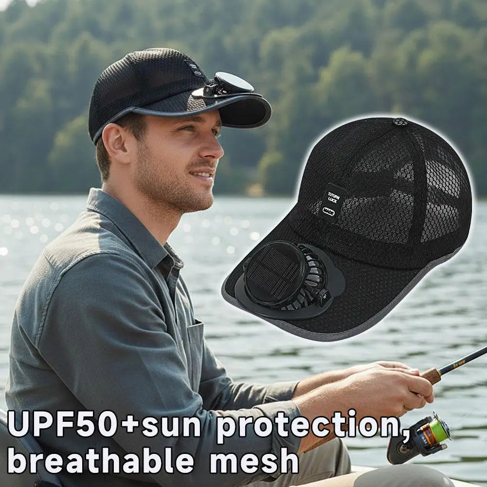 Summer Outdoor Men Women Baseball Hat With Solar USB Charging Fan Sun Block Baseball Hat Breathable UV Block Sunhats Fishing Hat