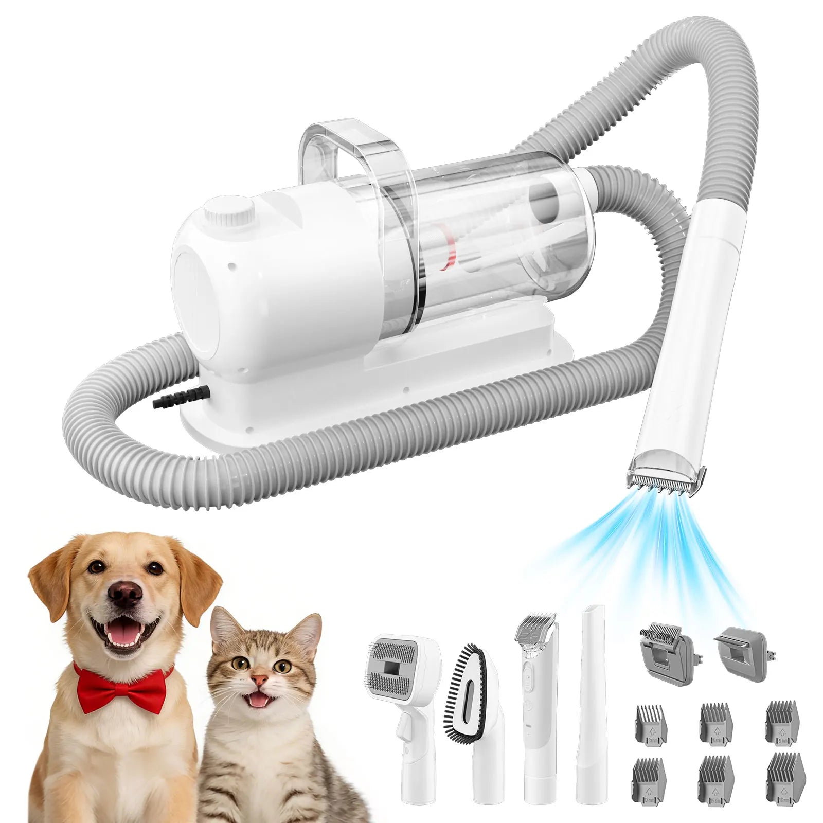 🐾 Pet Grooming Vacuum Kit – 5 Brushes All-in-One System