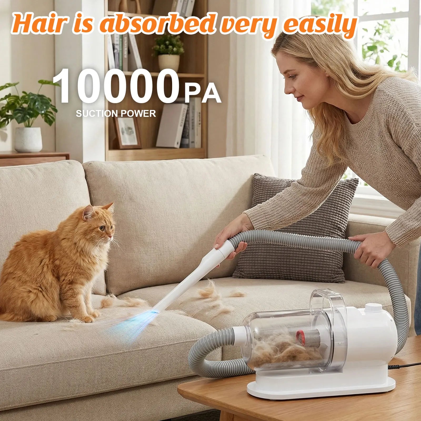 🐾 Pet Grooming Vacuum Kit – 5 Brushes All-in-One System