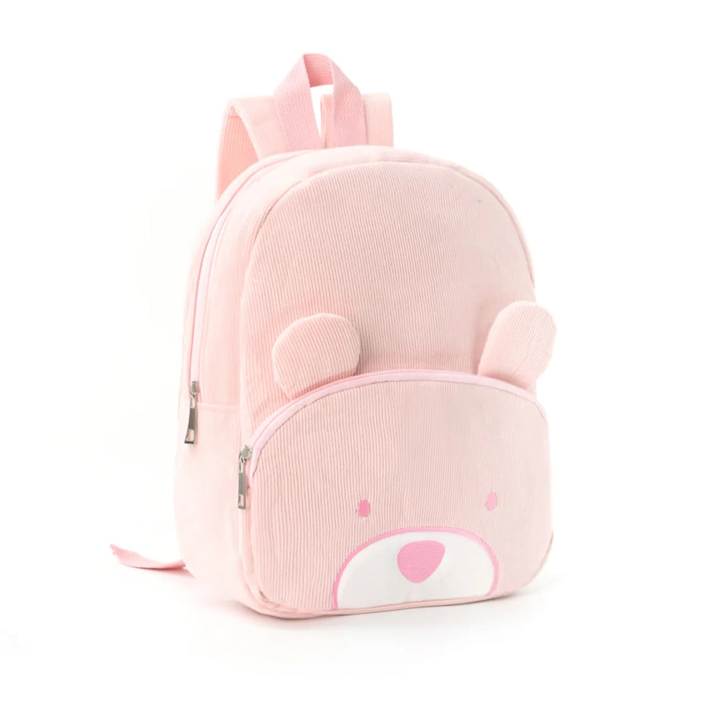 Customized Name Toddler Backpack Cartoon Bear Corduroy Large Capacity Backpack Embroidered Name Backpack Plush Bag