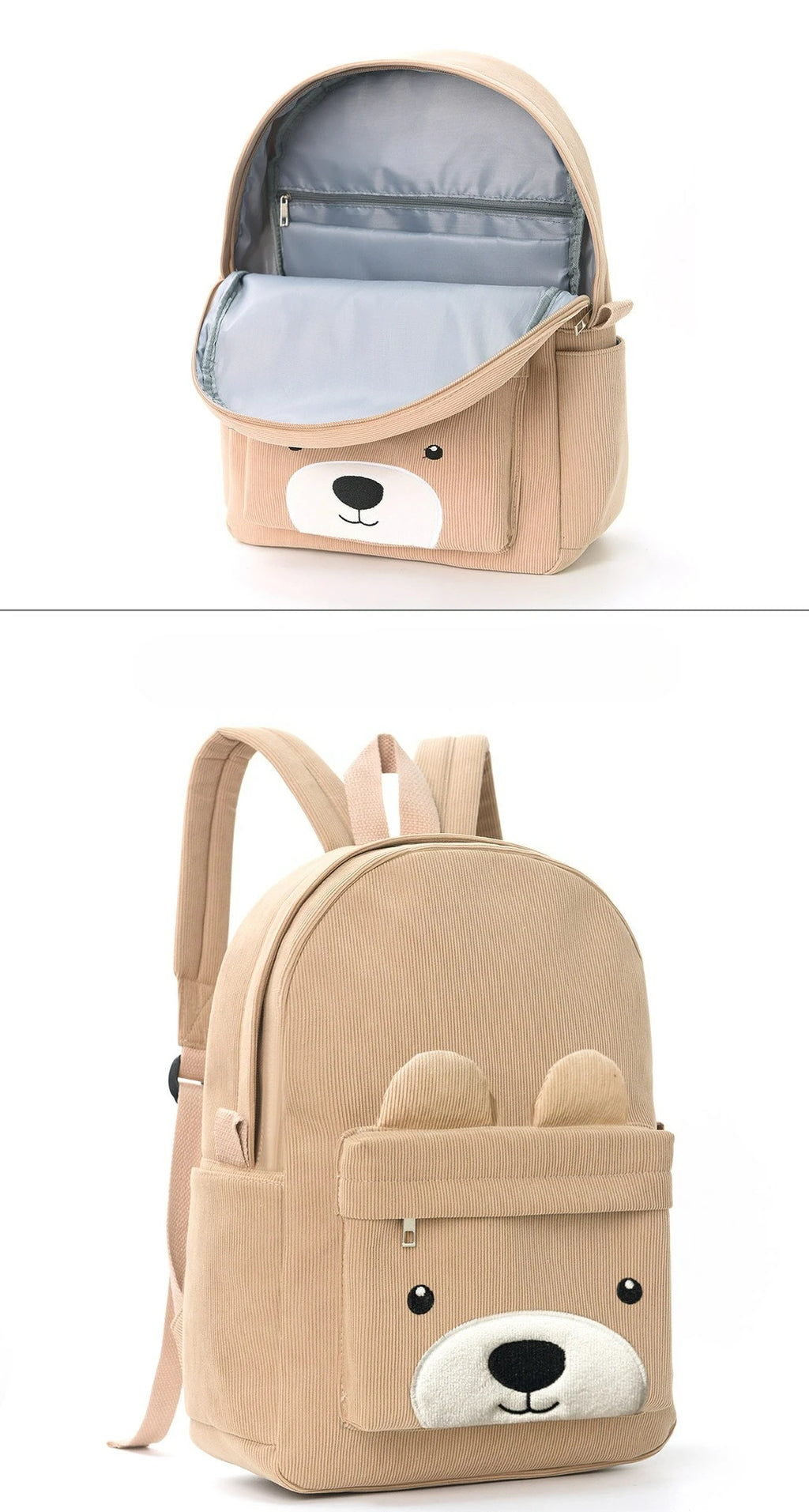 Customized Children's Backpack Primary School Bag Leisure Cute Bear Backpack Corduroy Large Capacity Backpacks