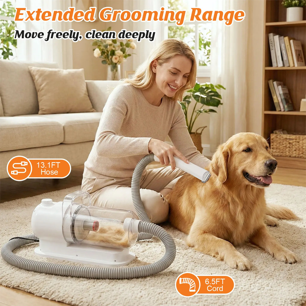 🐾 Pet Grooming Vacuum Kit – 5 Brushes All-in-One System
