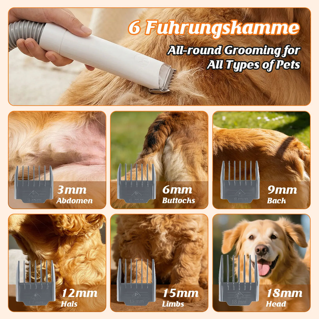 🐾 Pet Grooming Vacuum Kit – 5 Brushes All-in-One System