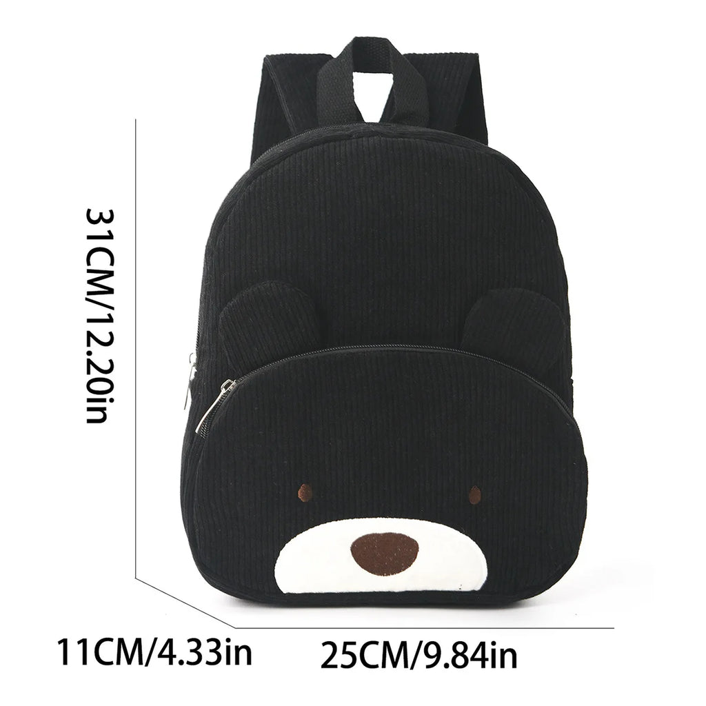 Customized Name Toddler Backpack Cartoon Bear Corduroy Large Capacity Backpack Embroidered Name Backpack Plush Bag