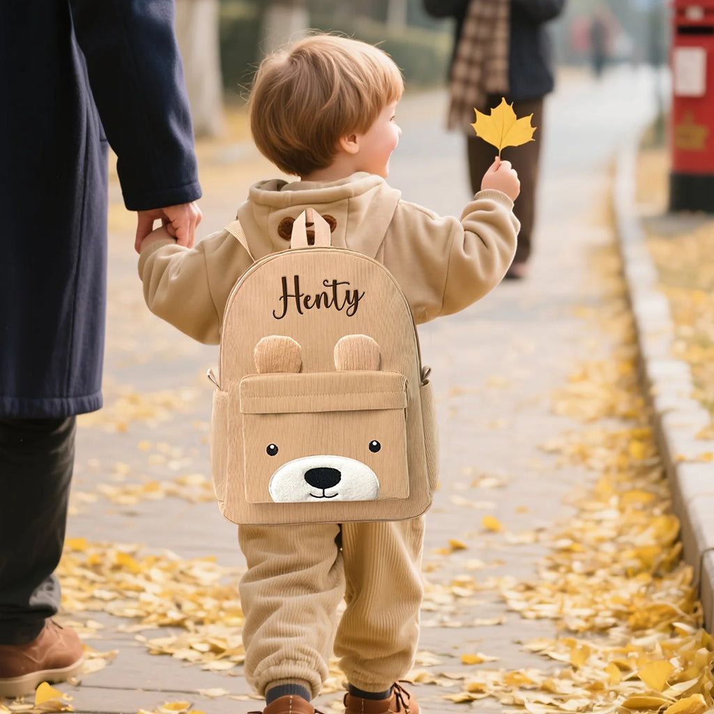 Custom Embroidered Bear Cartoon Backpack for Kids | Perfect Christmas Winter Gift | Toddler Kindergarten Bag