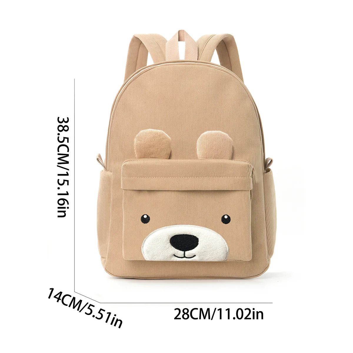 Customized Children's Backpack Primary School Bag Leisure Cute Bear Backpack Corduroy Large Capacity Backpacks